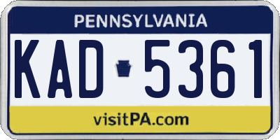 PA license plate KAD5361