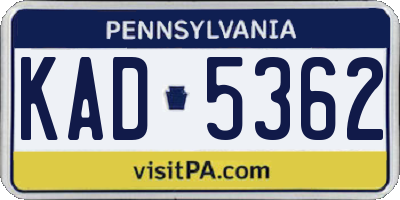 PA license plate KAD5362