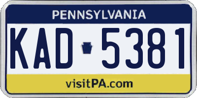 PA license plate KAD5381