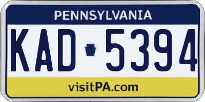 PA license plate KAD5394