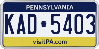 PA license plate KAD5403