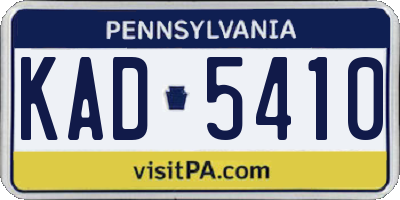 PA license plate KAD5410