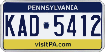 PA license plate KAD5412