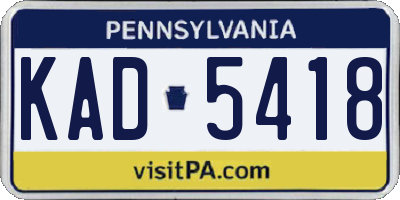 PA license plate KAD5418