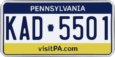 PA license plate KAD5501