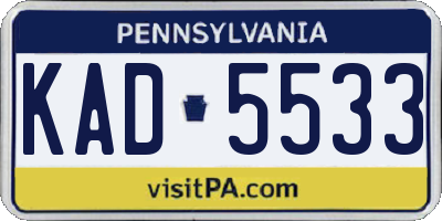 PA license plate KAD5533