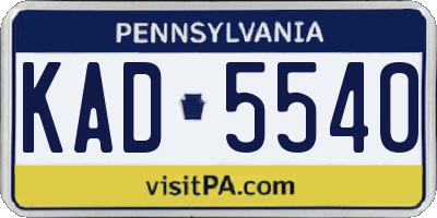 PA license plate KAD5540
