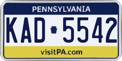 PA license plate KAD5542