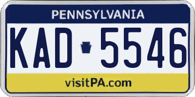 PA license plate KAD5546