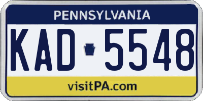 PA license plate KAD5548