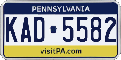 PA license plate KAD5582