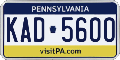 PA license plate KAD5600