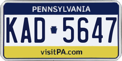 PA license plate KAD5647