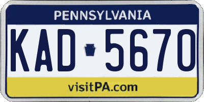PA license plate KAD5670