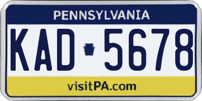 PA license plate KAD5678