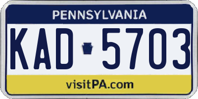 PA license plate KAD5703