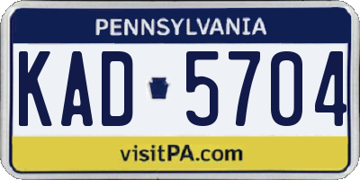 PA license plate KAD5704