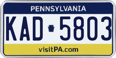 PA license plate KAD5803