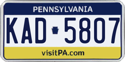 PA license plate KAD5807