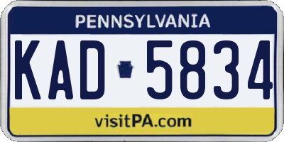 PA license plate KAD5834