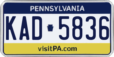 PA license plate KAD5836