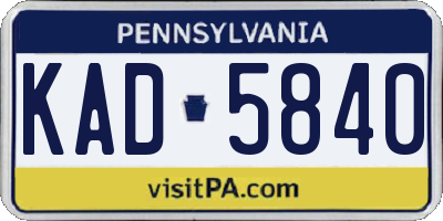 PA license plate KAD5840