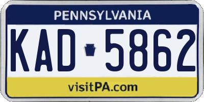 PA license plate KAD5862