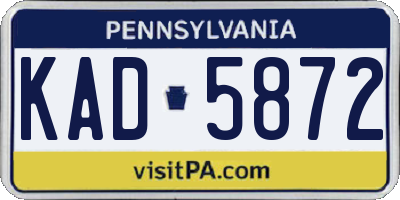 PA license plate KAD5872