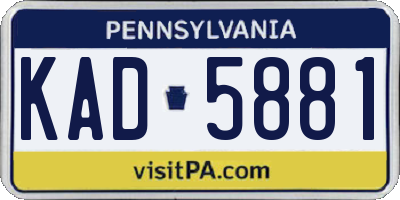 PA license plate KAD5881