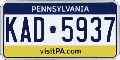 PA license plate KAD5937