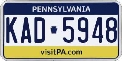 PA license plate KAD5948