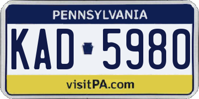PA license plate KAD5980