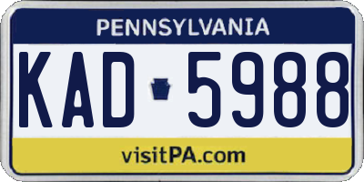PA license plate KAD5988
