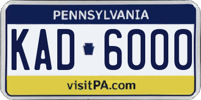 PA license plate KAD6000
