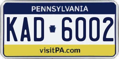 PA license plate KAD6002