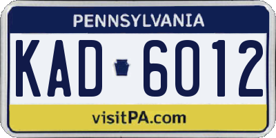 PA license plate KAD6012