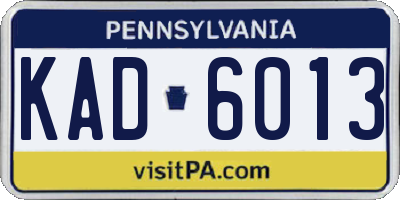 PA license plate KAD6013