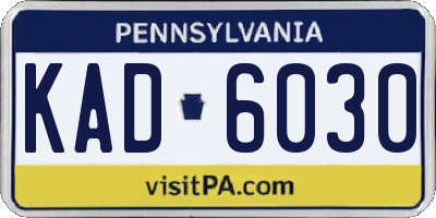 PA license plate KAD6030