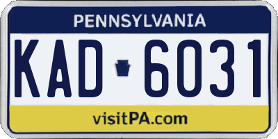 PA license plate KAD6031