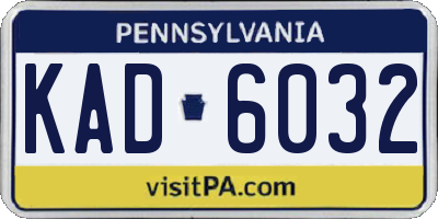 PA license plate KAD6032