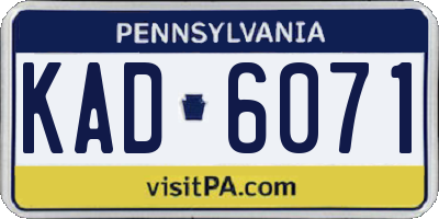 PA license plate KAD6071