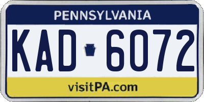PA license plate KAD6072
