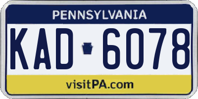 PA license plate KAD6078