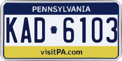 PA license plate KAD6103