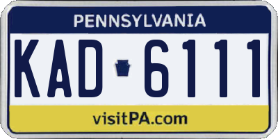 PA license plate KAD6111