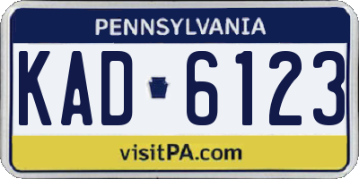 PA license plate KAD6123