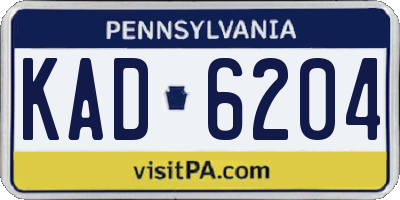 PA license plate KAD6204