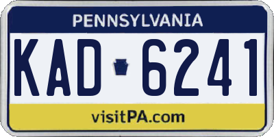 PA license plate KAD6241