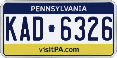 PA license plate KAD6326