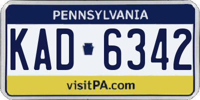PA license plate KAD6342